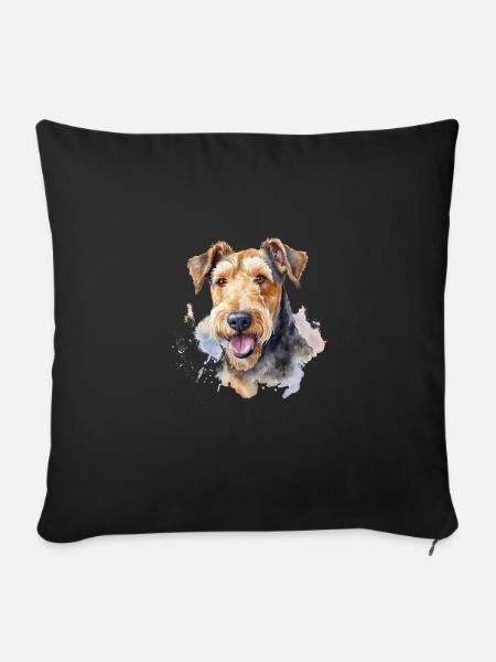 Airedale Terrier - Sofakissenbezug 45 x 45 cm - Schwarz