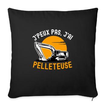 Humour pelleteuse construction chantier - Housse de coussin décorative 45 x 45 cm - noir - Devant