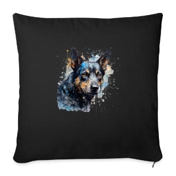 Kelpie australien - Housse de coussin décorative 45 x 45 cm - noir - Devant