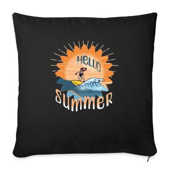 Hello Summer Surfing Surfboard Woman Summer Vacation - Sofa pillowcase 17,3'' x 17,3'' (45 x 45 cm) - black - Front