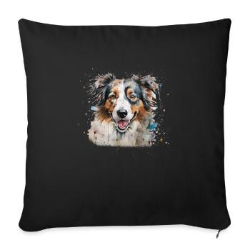 Australian Shepherd - Sofa pillowcase 17,3'' x 17,3'' (45 x 45 cm) - black - Front