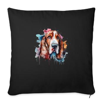 Basset Hound - Sofa pillowcase 17,3'' x 17,3'' (45 x 45 cm) - black - Front