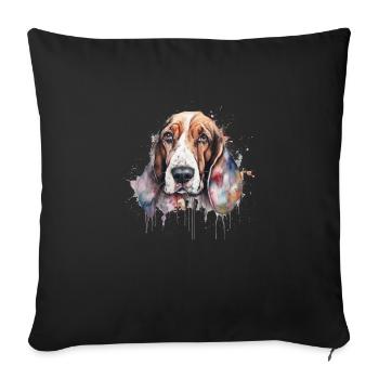 Basset Hound - Sofa pillowcase 17,3'' x 17,3'' (45 x 45 cm) - black - Front