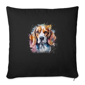 Beagle - Sofa pillowcase 17,3'' x 17,3'' (45 x 45 cm) - black - Front