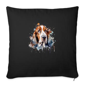 Basset Hound - Housse de coussin décorative 45 x 45 cm - noir - Devant