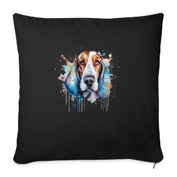 Basset Hound - Housse de coussin décorative 45 x 45 cm - noir - Devant