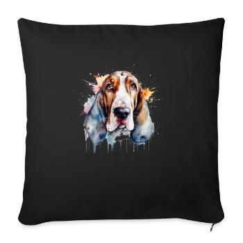Basset Hound - Sofa pillowcase 17,3'' x 17,3'' (45 x 45 cm) - black - Front
