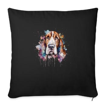 Basset Hound - Sofakissenbezug 45 x 45 cm - Schwarz - Vorne