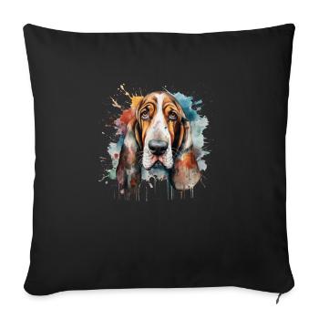Basset Hound - Housse de coussin décorative 45 x 45 cm - noir - Devant