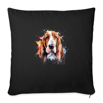 Basset Hound - Sofa pillowcase 17,3'' x 17,3'' (45 x 45 cm) - black - Front