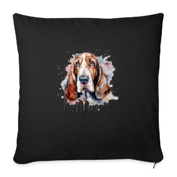 Basset Hound - Sofa pillowcase 17,3'' x 17,3'' (45 x 45 cm) - black - Front