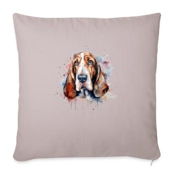 Basset Hound - Housse de coussin décorative 45 x 45 cm - taupe clair - Devant