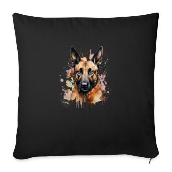 Malinois belge - Housse de coussin décorative 45 x 45 cm - noir - Devant