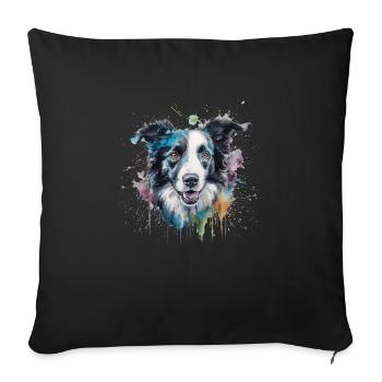 Border Collie - Housse de coussin décorative 45 x 45 cm - noir - Devant