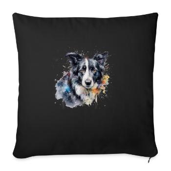 Border Collie - Sofakissenbezug 45 x 45 cm - Schwarz - Vorne