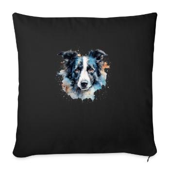 Border Collie - Sofa pillowcase 17,3'' x 17,3'' (45 x 45 cm) - black - Front