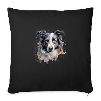 Border Collie - Sofa pillowcase 17,3'' x 17,3'' (45 x 45 cm) - black - Front