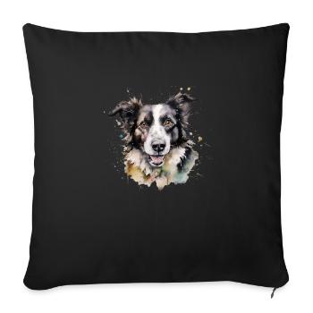 Border Collie - Housse de coussin décorative 45 x 45 cm - noir - Devant