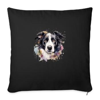 Border Collie - Sofa pillowcase 17,3'' x 17,3'' (45 x 45 cm) - black - Front