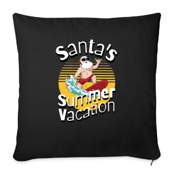 Santa's Summer Vacation Surfing Santa Claus - Sofa pillowcase 17,3'' x 17,3'' (45 x 45 cm) - black - Front