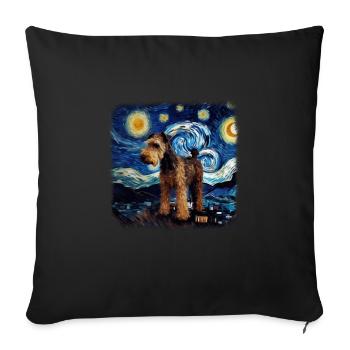Airedale Terrier Van gogh nuit étoilée - Housse de coussin décorative 45 x 45 cm - noir - Devant
