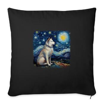 Malamute d’Alaska Van Gogh nuit étoilée - Housse de coussin décorative 45 x 45 cm - noir - Devant