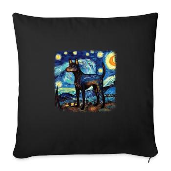 Nuit étoilée australienne Kelpie Van Gogh - Housse de coussin décorative 45 x 45 cm - noir - Devant