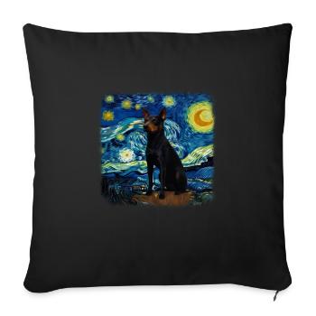 Nuit étoilée australienne Kelpie Van Gogh - Housse de coussin décorative 45 x 45 cm - noir - Devant