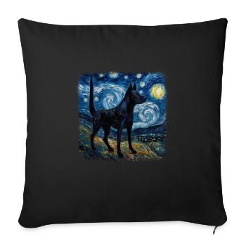 Nuit étoilée australienne Kelpie Van Gogh - Housse de coussin décorative 45 x 45 cm - noir - Devant