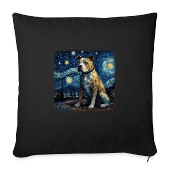 American Staffordshire Terrier Van gogh étoilé - Housse de coussin décorative 45 x 45 cm - noir - Devant