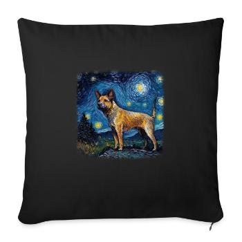 Bouvier australien Van gogh nuit étoilée - Housse de coussin décorative 45 x 45 cm - noir - Devant