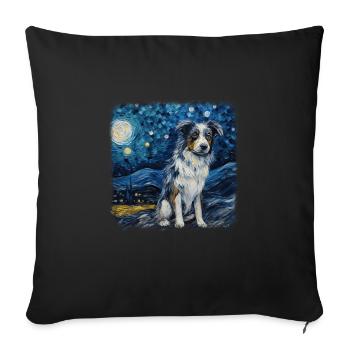 Berger australien Van Gogh nuit étoilée - Housse de coussin décorative 45 x 45 cm - noir - Devant