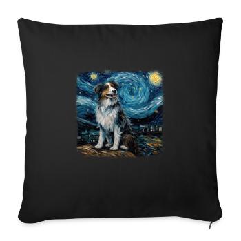Australian Shepherd Van gogh starry night - Sofa pillowcase 17,3'' x 17,3'' (45 x 45 cm) - black - Front