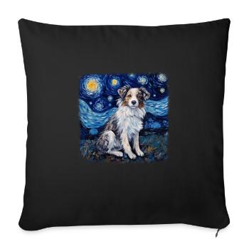 Australian Shepherd Van gogh starry night - Sofa pillowcase 17,3'' x 17,3'' (45 x 45 cm) - black - Front