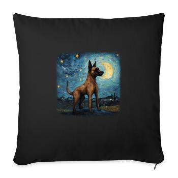 Belgian Malinois Van gogh starry night - Sofa pillowcase 17,3'' x 17,3'' (45 x 45 cm) - black - Front