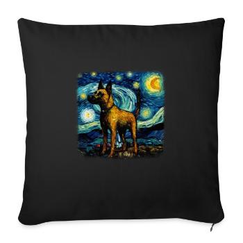 Nuit étoilée belge de Malinois Van Gogh - Housse de coussin décorative 45 x 45 cm - noir - Devant