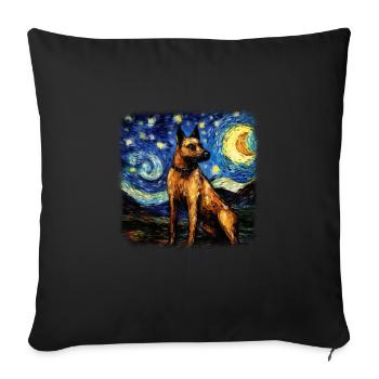 Belgian Malinois Van gogh starry night - Sofa pillowcase 17,3'' x 17,3'' (45 x 45 cm) - black - Front