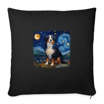 Bernese Mountain Dog Van gogh starry night - Sofakissenbezug 45 x 45 cm - Schwarz - Vorne