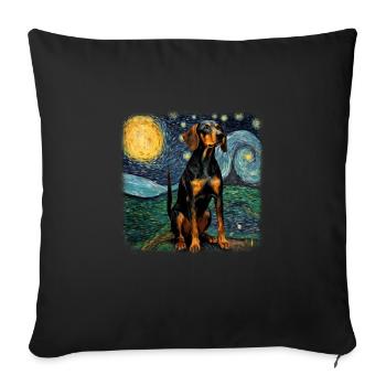 Black and Tan Coonhound Van gogh starry night - Sofa pillowcase 17,3'' x 17,3'' (45 x 45 cm) - black - Front