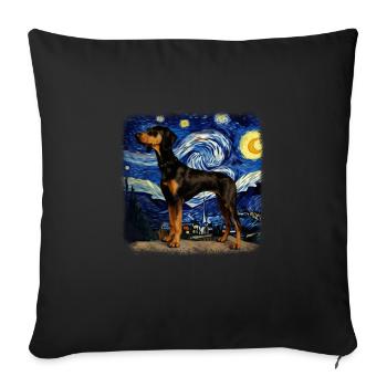 Black and Tan Coonhound Van gogh starry night - Sofa pillowcase 17,3'' x 17,3'' (45 x 45 cm) - black - Front