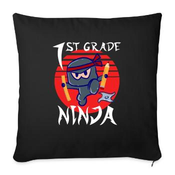 1st Grade Ninja School Beginner First Grader - Sofa pillowcase 17,3'' x 17,3'' (45 x 45 cm) - black - Front