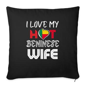 C’est drôle que j’aime mon mari béninois chaud - Housse de coussin décorative 45 x 45 cm - noir - Devant