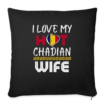 Funny I Love My Hot Chadian Wife Husband - Sofa pillowcase 17,3'' x 17,3'' (45 x 45 cm) - black - Front