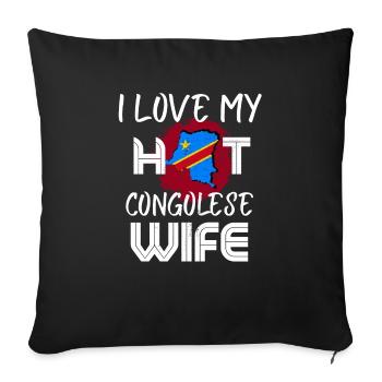 Funny I Love My Hot Congolese Wife Husband - Sofakissenbezug 45 x 45 cm - Schwarz - Vorne