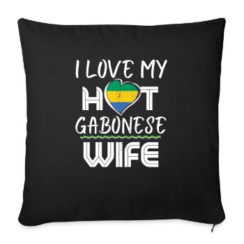 Funny I Love My Hot Gabonese Wife Husband - Sofa pillowcase 17,3'' x 17,3'' (45 x 45 cm) - black - Front