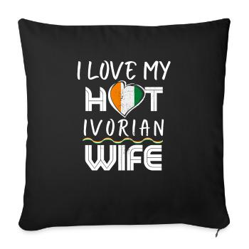 Funny I Love My Hot Ivorian Wife Husband - Sofa pillowcase 17,3'' x 17,3'' (45 x 45 cm) - black - Front