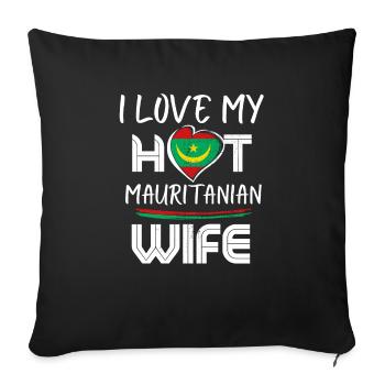 Funny I Love My Hot Mauritanian Wife Husband - Sofa pillowcase 17,3'' x 17,3'' (45 x 45 cm) - black - Front