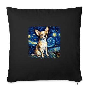 Chihuahua Van gogh starry night - Sofa pillowcase 17,3'' x 17,3'' (45 x 45 cm) - black - Front