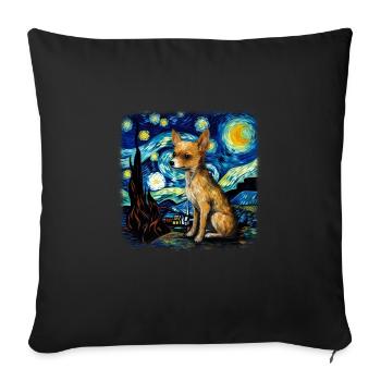 Chihuahua Van gogh starry night - Sofa pillowcase 17,3'' x 17,3'' (45 x 45 cm) - black - Front