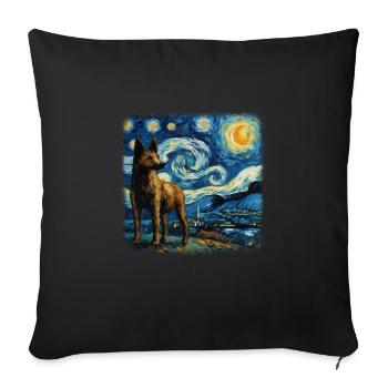 German Shepherd Dog Van gogh starry night - Sofakissenbezug 45 x 45 cm - Schwarz - Vorne